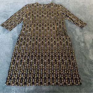 J. McLaughlin Catalyst Catalina Cloth Dress Knot Chain Print Pockets Office  XL